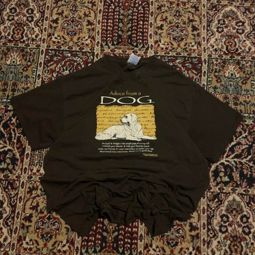 VTG 2005 Advice from a dog dark brown animal‎ pet tee shirt L retro cute funny